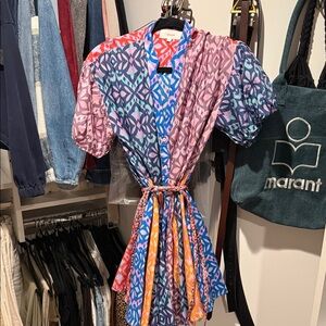 Xirena Multicolor Geometric Tie-Waist Dress